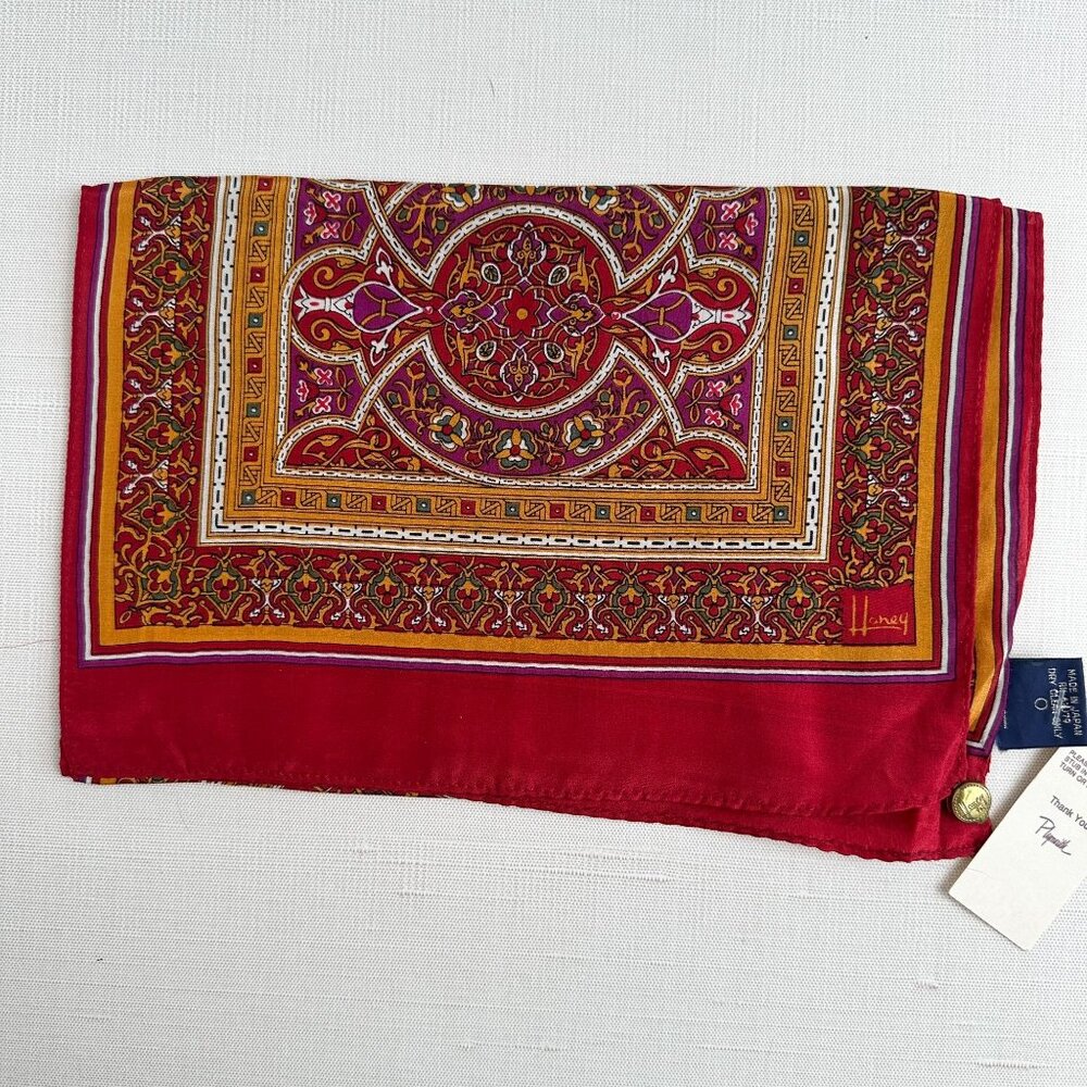 Honey Vintage Silk Scarf NWT Red Plum 10x50